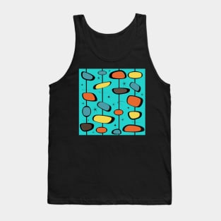 Mid Century Modern Teal Pattern Starburst Tank Top